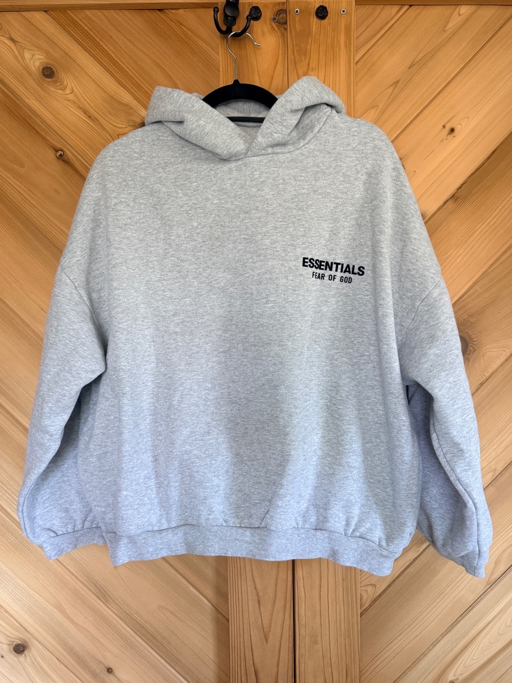 Essentials Light Gray Pullover Hoodie with Chest Logo